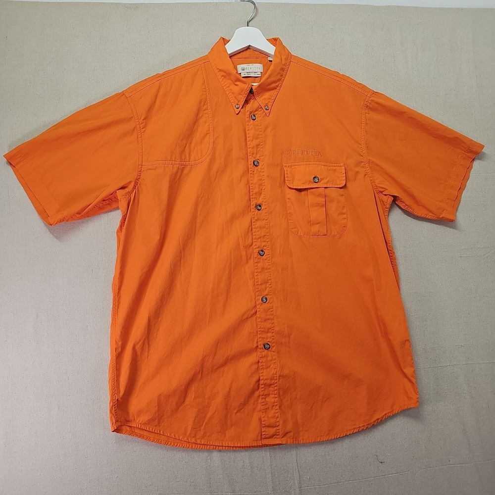 Beretta Vented Gorpcore Shooting Shirt Men's XL Orange Quilted S/S Button Down